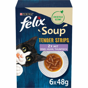Felix Soup Tender Strips Suppe 6x48g Rind, Huhn, Thunfisch