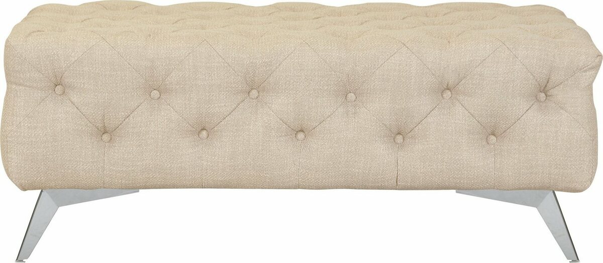 Bild 1 von Leonique Polsterhocker Glynis, aufwändige Knopfheftung, moderne Chesterfield Optik, Fußfarbe wählbar, Beige