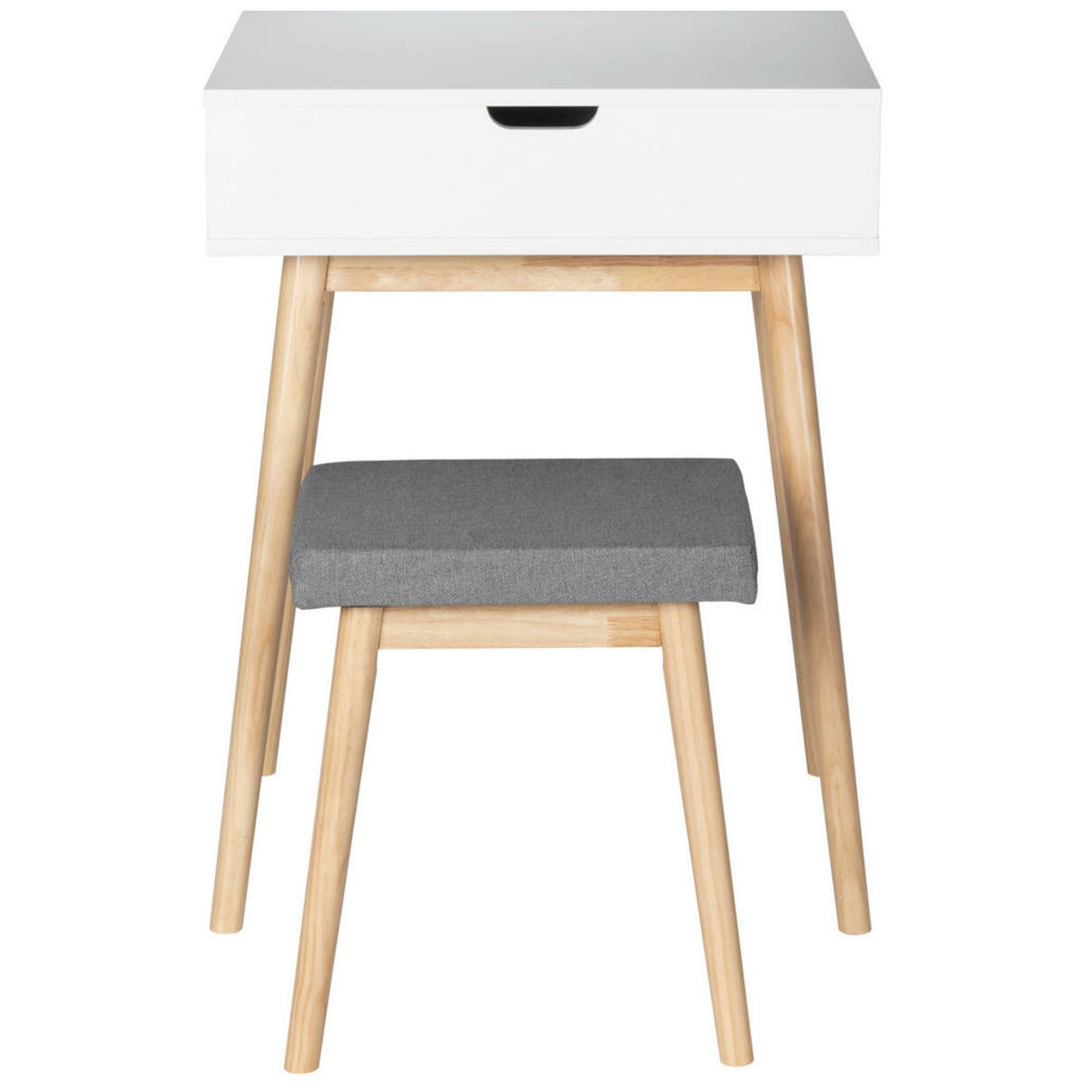 Bild 1 von Mid.you Schminktisch, Grau, Natur, Weiß, Holz, Glas, Textil, Kiefer, massiv, quadratisch, rund, 50x38.5x85 cm, Schlafzimmer, Schminktische