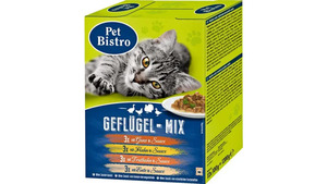 Pet Bistro Katzennassfutter - Variationen in Sauce Geflügel-Mix 12 Beutel