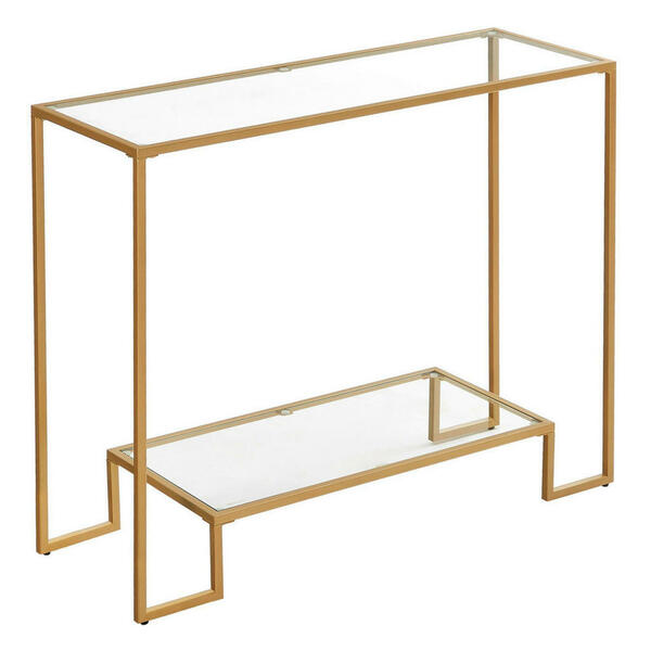 Bild 1 von Boxxx Konsolentisch, Gold, Metall, Glas, rechteckig, eckig, 35x80 cm, einfacher Aufbau, Wohnzimmer, Wohnzimmertische, Konsolentische