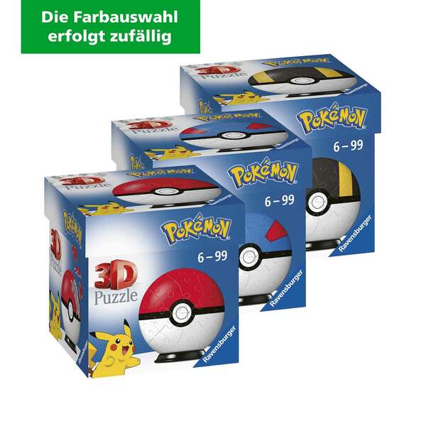 Bild 1 von Ravensburger 3D Puzzle Pokémon Puzzle-Ball Pokémon Meisterball 54 Teile (Die Farbauswahl erfolgt zufällig)