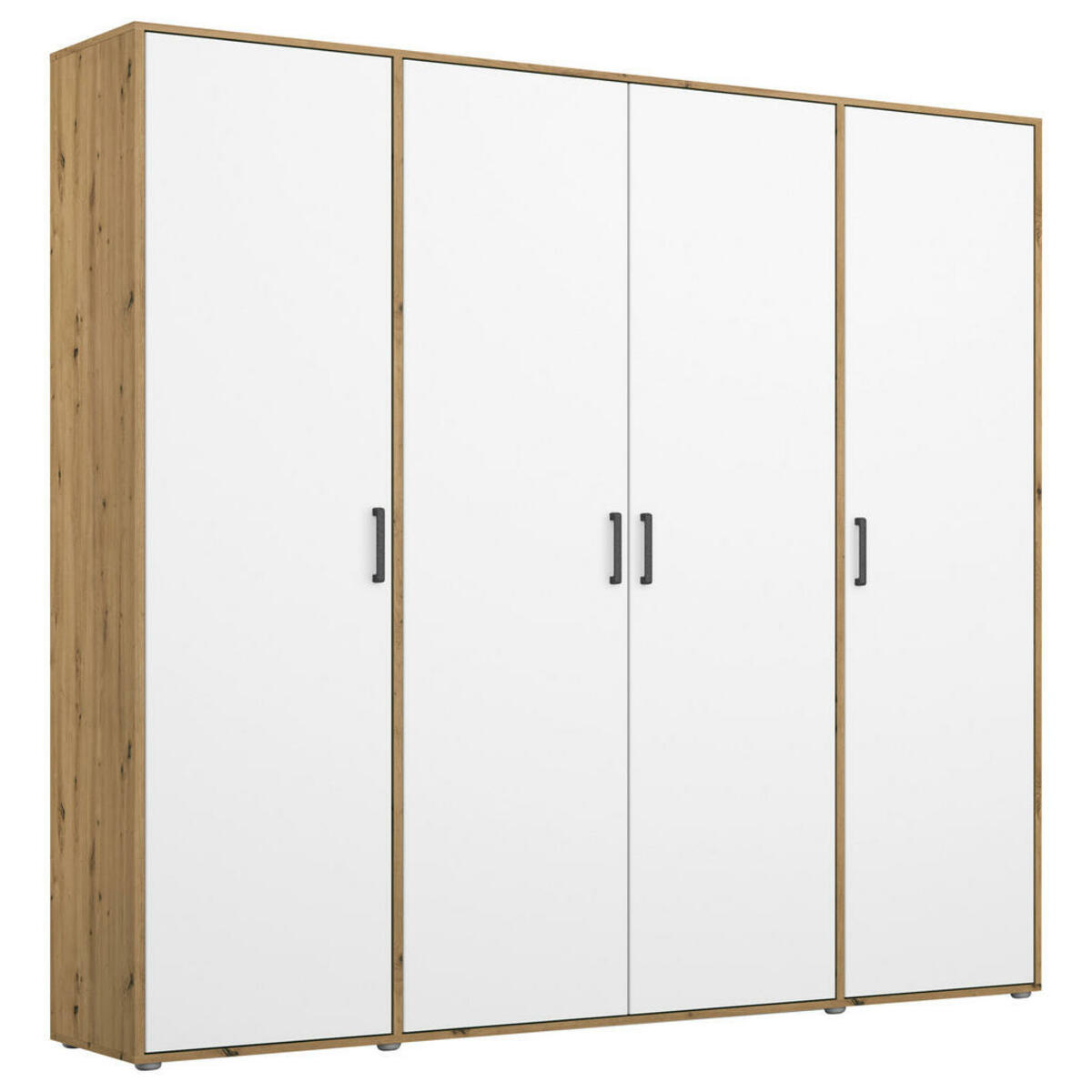 Bild 1 von Mid.you Drehtürenschrank, Weiß, Eiche Artisan, Kunststoff, 7 Fächer, 187x194x53 cm, Blauer Engel, BQ - Bündnis für Qualität, Made in Germany, Schlafzimmer, Kleiderschränke, 4- türige Kleiders