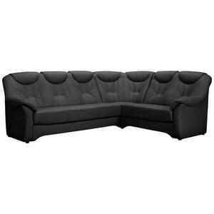 Livetastic Eckschlafsofa, Schwarz, Leder, Echtleder, Rindleder, Uni, 6-Sitzer, 258x208 cm, Rücken echt, Armteil links, rechts, seitenverkehrt erhältlich, Schlafen auf Sitzhöhe, Wohnzimmer, Sofas &