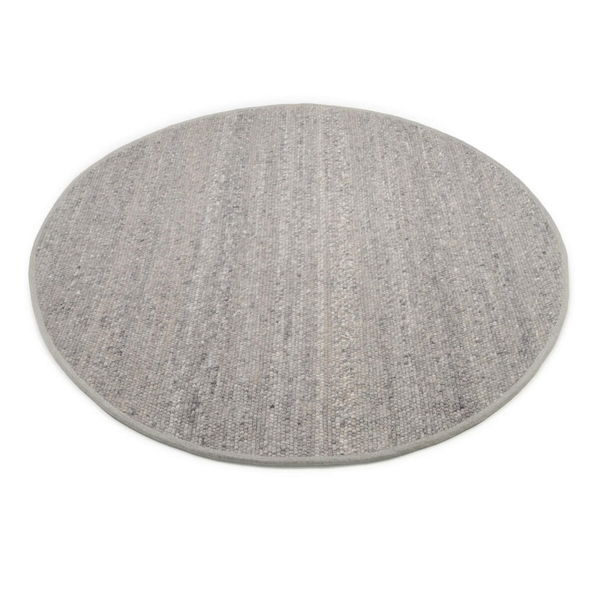 Linea Natura Handwebteppich, Grau, Textil, meliert, rund, 150 cm, für Fußbodenheizung