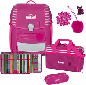 Scout Schulranzen Genius, Pretty Pink (Set), ent. recyceltes Material (Global Recycled Standard), bluesign® PRODUCT