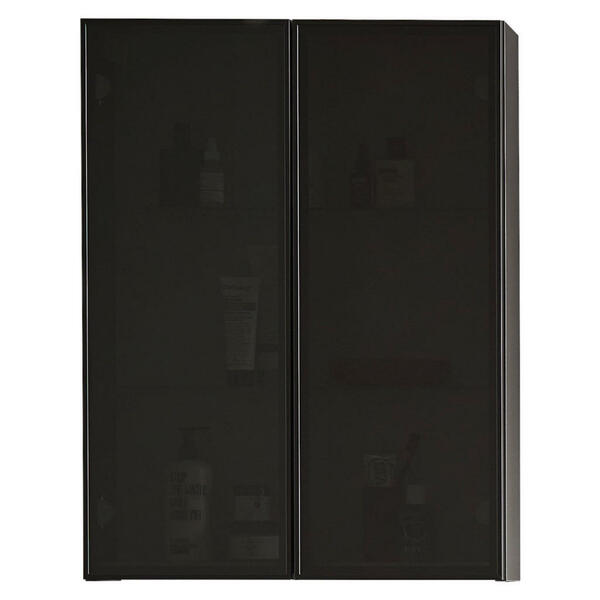 Bild 1 von Novel Hängeschrank, Anthrazit, Grau, Glas, 2 Fächer, 60x80x15 cm, Goldenes M, Made in Germany, hängend, Badezimmer, Badezimmerschränke, Hängeschränke