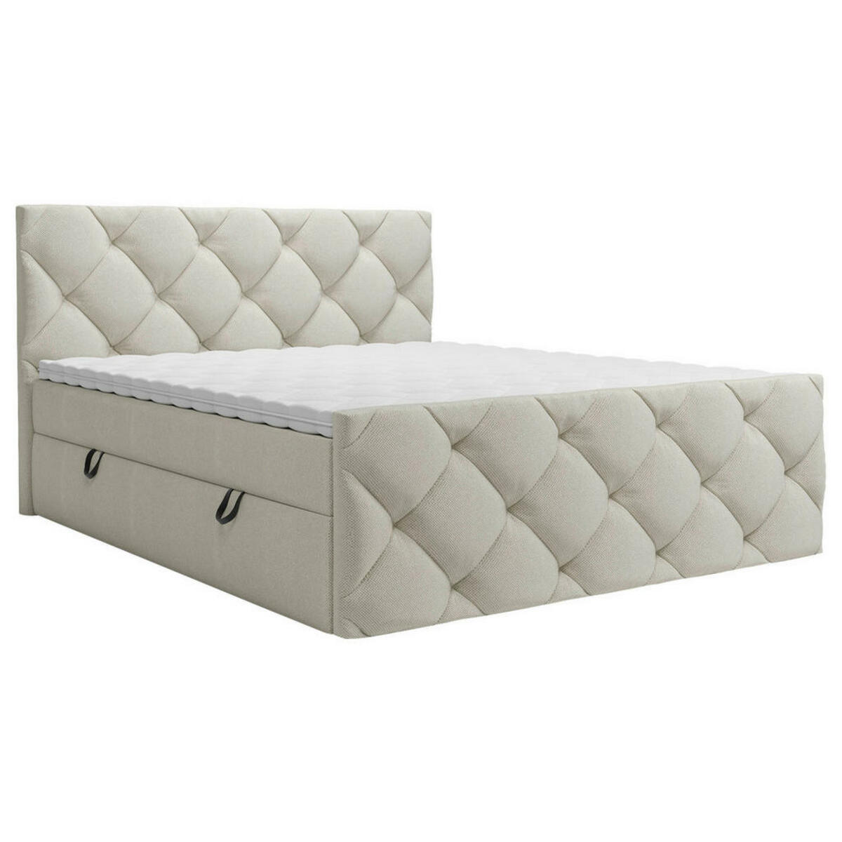 Bild 1 von Carryhome Boxbett, Creme, Textil, H3, Höhe ca. 20 cm, 200x200 cm, Bettkasten, gepolstertes Kopfteil, Topper durchgehend, in verschiedenen Größen erhältlich, Schlafzimmer, Betten, Doppelbetten