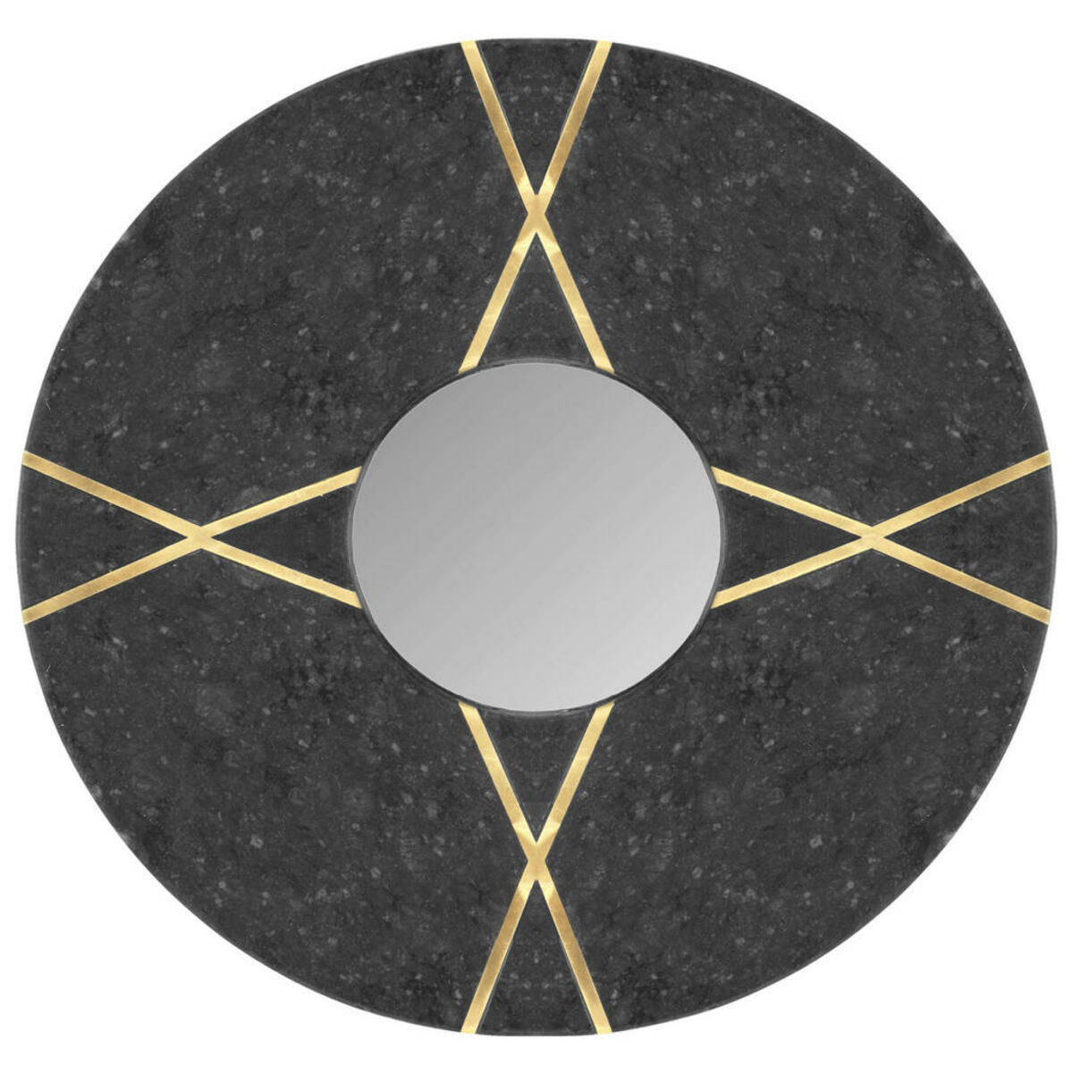 Bild 1 von Mid.you Wandspiegel, Schwarz, Gold, Glas, Stein, rund, 2x30x30 cm, Wohnspiegel, Wandspiegel