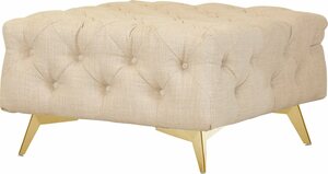 Leonique Polsterhocker Glynis, aufwändige Knopfheftung, moderne Chesterfield Optik, Fußfarbe wählbar, Beige