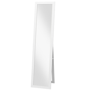 HOMCOM Standspiegel, Ganzkörperspiegel mit Ständer, freistehender Wandspiegel, Ankleidespiegel, Garderobenspiegel für Schlafzimmer, Flur, Alu, Weiß, 37 x 157 cm