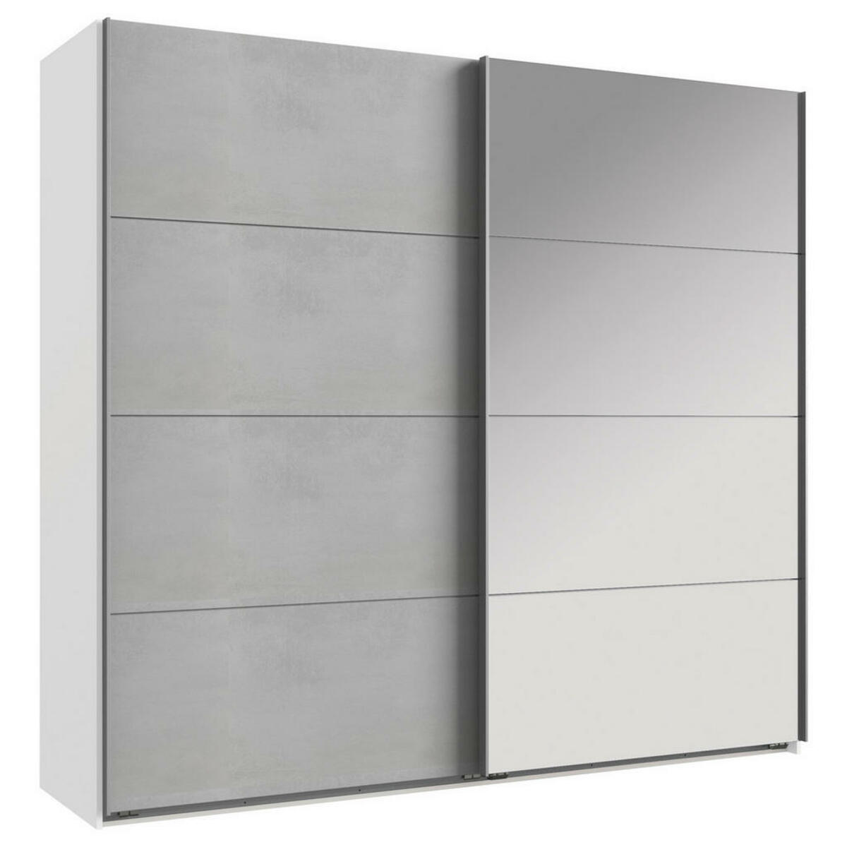 Bild 1 von Carryhome Schwebetürenschrank, Weiß, Hellgrau, Holzwerkstoff, Betonoptik, 2 Fächer, 225x210x65 cm, umfangreiches Zubehör erhältlich, in verschiedenen Größen erhältlich, Schlafzimmer, Kleiders