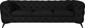 Leonique Chesterfield-Sofa Glynis, aufwändige Knopfheftung, moderne Chesterfield Optik, Fußfarbe wählbar, Schwarz