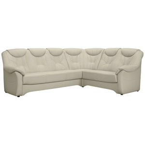 Livetastic Eckschlafsofa, Weiß, Leder, Echtleder, Rindleder, Uni, 6-Sitzer, 258x208 cm, seitenverkehrt erhältlich, Schlafen auf Sitzhöhe, Rücken echt, Armteil links, rechts, Wohnzimmer, Sofas & C