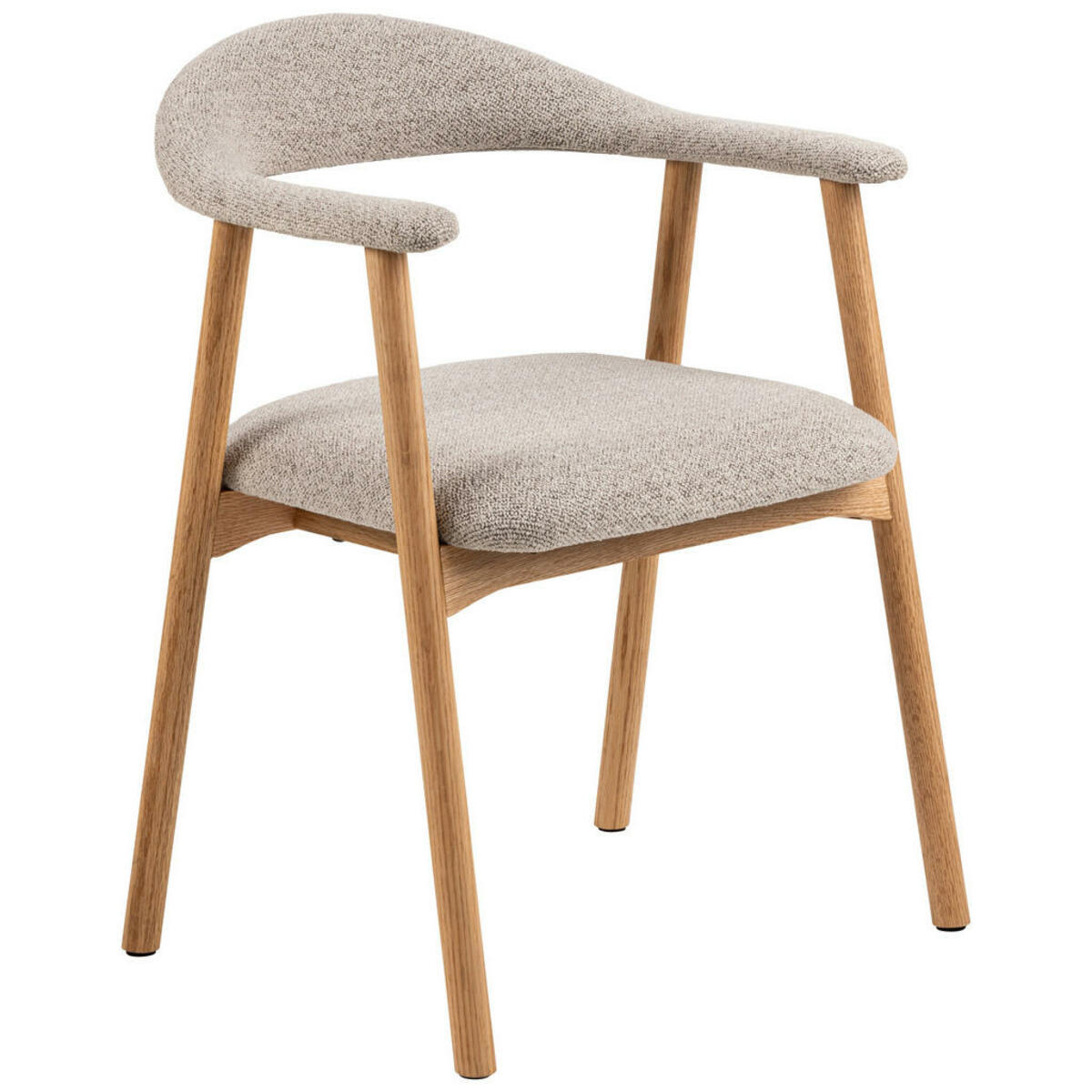 Bild 1 von Mid.you Armlehnstuhl, Beige, Textil, Eiche, massiv, Füllung: Polyurethan (Pur), rund, 56x75.5x54 cm, Esszimmer, Stühle, Armlehnenstühle