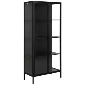 Vitrine, Schwarz, Metall, 4 Fächer, 80x180x40 cm, Reach, stehend, Esszimmer, Vitrinen