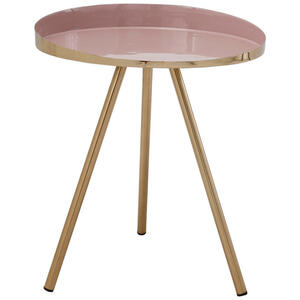 Mid.you Beistelltisch, Altrosa, Gold, Metall, rund, Rundrohr, 41x48.5x41 cm, Wohnzimmer, Wohnzimmertische, Beistelltische