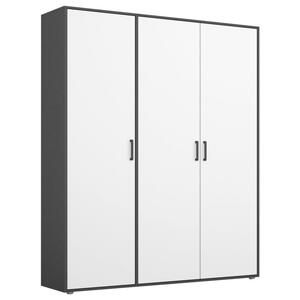 Mid.you Drehtürenschrank, Grau, Weiß, Kunststoff, 4 Fächer, 140x194x53 cm, Blauer Engel, BQ - Bündnis für Qualität, Made in Germany, Schlafzimmer, Kleiderschränke, 3- türige Kleiderschränke