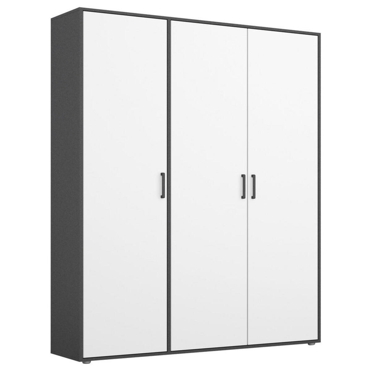 Bild 1 von Mid.you Drehtürenschrank, Grau, Weiß, Kunststoff, 4 Fächer, 140x194x53 cm, Blauer Engel, BQ - Bündnis für Qualität, Made in Germany, Schlafzimmer, Kleiderschränke, 3- türige Kleiderschränke