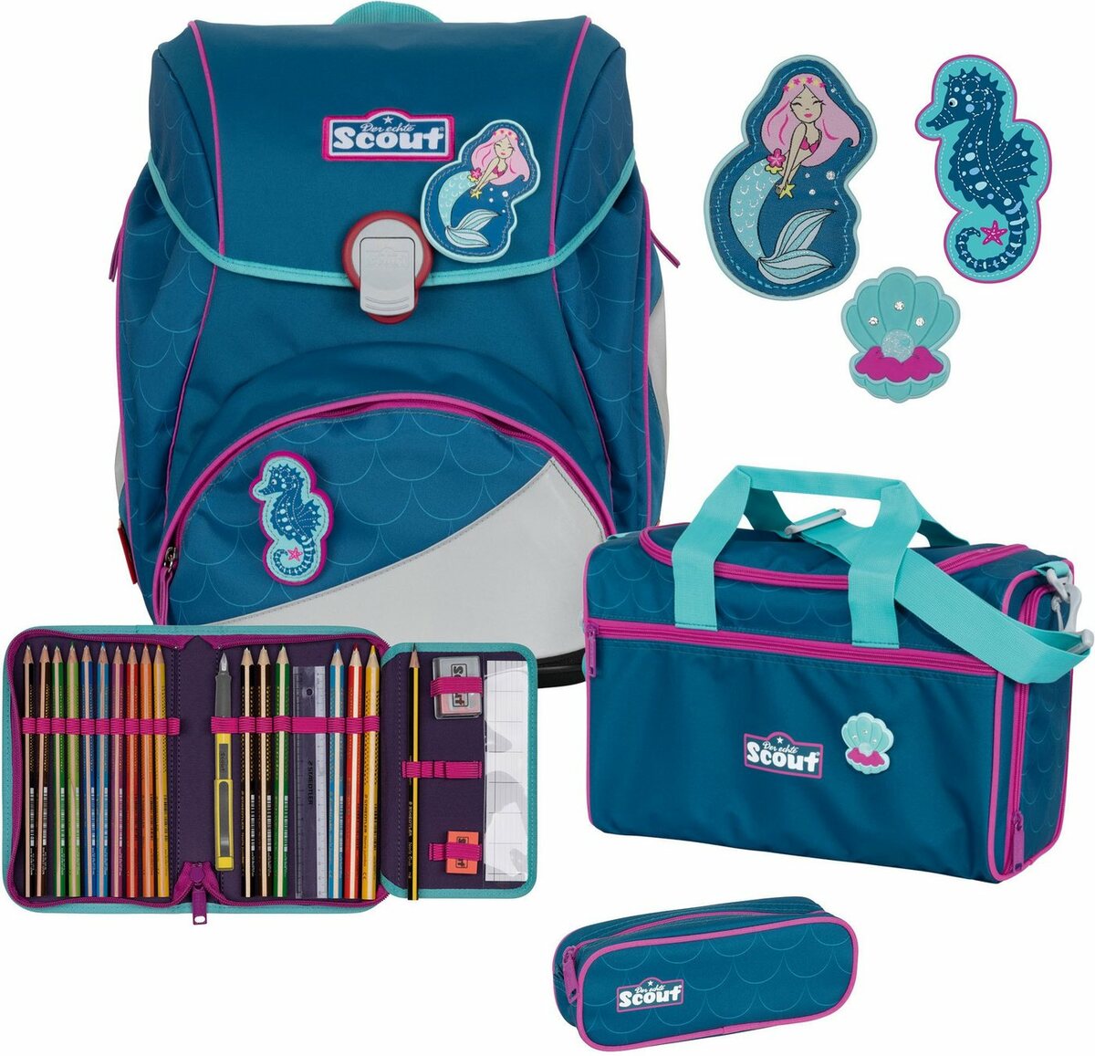 Bild 1 von Scout Schulranzen Alpha, Mermaid (Set), ent. recyceltes Material (Global Recycled Standard), bluesign® PRODUCT