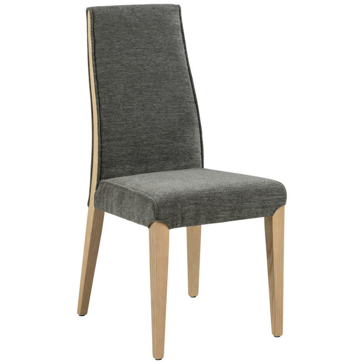 Mid.you Stuhl, Anthrazit, Textil, Eiche, massiv, Füllung Polyurethan