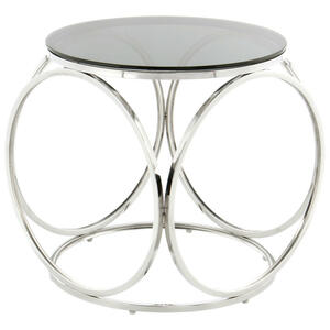 Mid.you Beistelltisch, Schwarz, Silber, Metall, Glas, rund, 50x52x50 cm, Wohnzimmer, Wohnzimmertische, Beistelltische