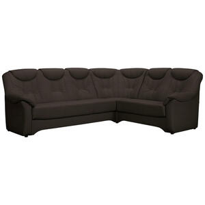 Livetastic Eckschlafsofa, Dunkelbraun, Leder, Echtleder, Rindleder, Uni, 6-Sitzer, 258x208 cm, seitenverkehrt erhältlich, Schlafen auf Sitzhöhe, Rücken echt, Armteil links, rechts, Wohnzimmer, Sof