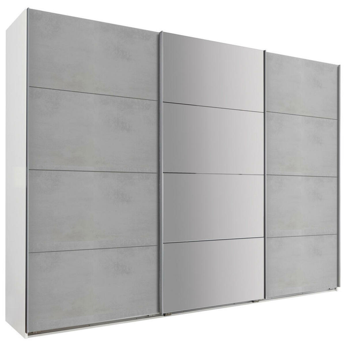 Bild 1 von Carryhome Schwebetürenschrank, Weiß, Hellgrau, Holzwerkstoff, Betonoptik, 3 Fächer, 270x210x65 cm, umfangreiches Zubehör erhältlich, in verschiedenen Größen erhältlich, Schlafzimmer, Kleiders