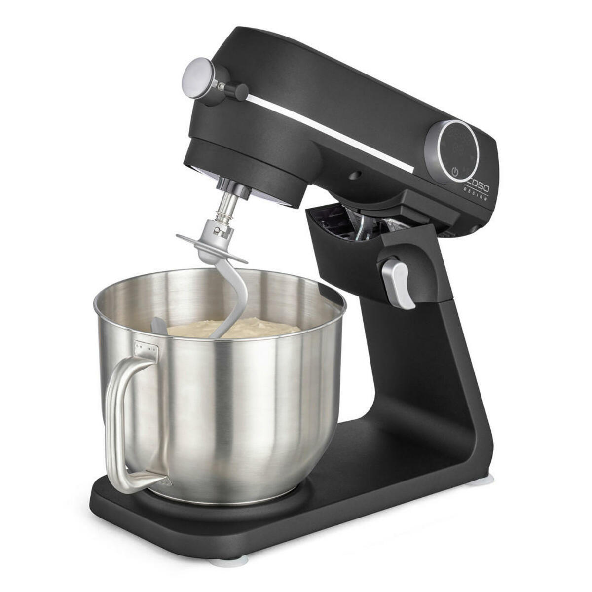Bild 1 von Caso Design Küchenmaschine, Schwarz, Edelstahl, 6 L, 39x35.5x20.5 cm, CE, Bedienfeld, sicherer Stand durch Saugfüße, Spritzschutz, Timerfunktion, Küchengeräte, Küchenmaschinen