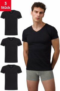 Burnell & Son Unterhemd »T-Shirt Business mit Kurzarm und V-Ausschnitt für Herren aus Baumwolle« (3 Stück), Feinripp, extra lang - Basic Slim Fit
