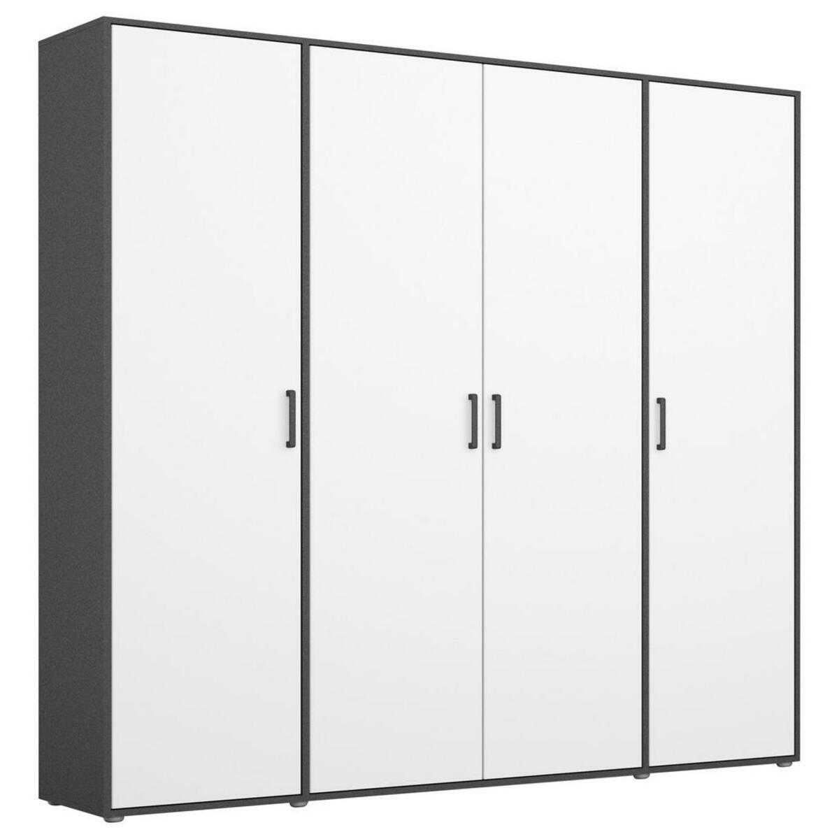 Bild 1 von Mid.you Drehtürenschrank, Grau, Weiß, Kunststoff, 7 Fächer, 187 cm, Blauer Engel, BQ - Bündnis für Qualität, Made in Germany, Schlafzimmer, Kleiderschränke, 4- türige Kleiderschränke