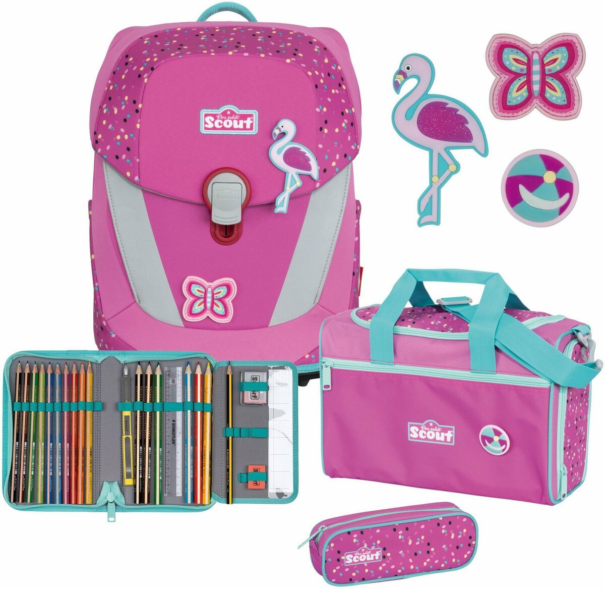 Bild 1 von Scout Schulranzen Sunny II, Flamingo (Set), ent. recyceltes Material (Global Recycled Standard), bluesign® PRODUCT