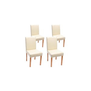 4er-Set Esszimmerstuhl Stuhl Küchenstuhl Littau ~ Leder, creme helle Beine