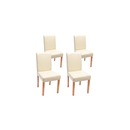 Bild 1 von 4er-Set Esszimmerstuhl Stuhl Küchenstuhl Littau ~ Leder, creme helle Beine