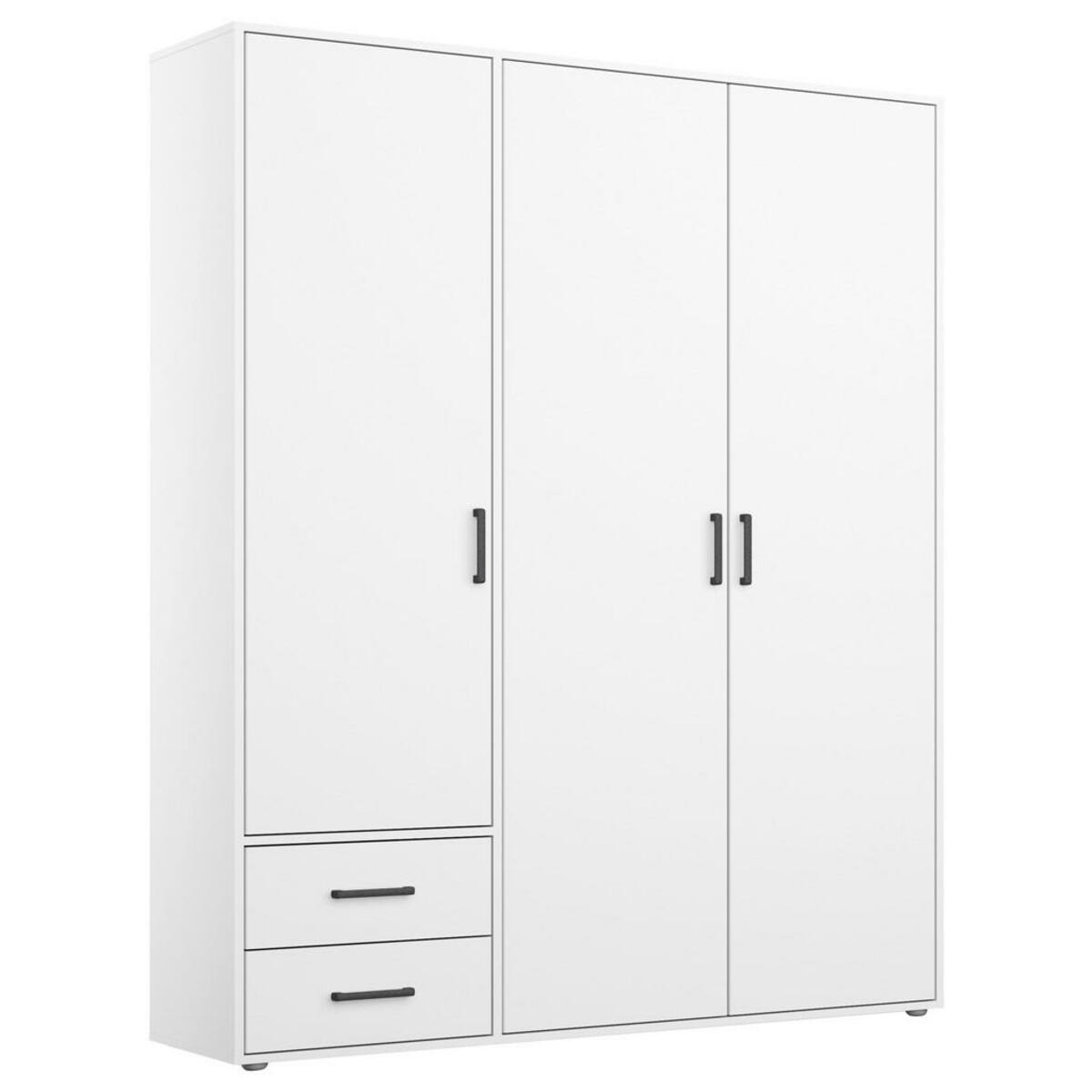 Bild 1 von Mid.you Drehtürenschrank, Weiß, Kunststoff, 3 Fächer, 2 Schubladen, 140x194x53 cm, Blauer Engel, BQ - Bündnis für Qualität, Made in Germany, Schlafzimmer, Kleiderschränke, 3- türige Kleidersc