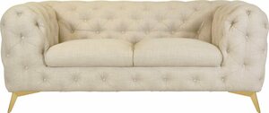 Leonique Chesterfield-Sofa Glynis, aufwändige Knopfheftung, moderne Chesterfield Optik, Fußfarbe wählbar, Beige