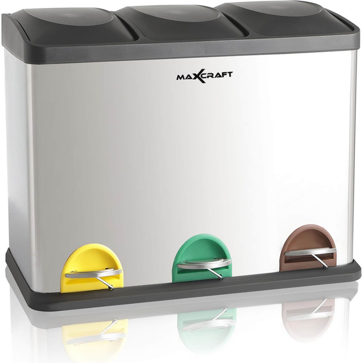 Bild 1 von MAXCRAFT Mülleimer / Treteimer mit 3 Behältern - 45 Liter (3 x 15 Liter)