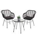 Bild 1 von Poly-Rattan Garnitur MCW-G17, Balkon-Set Gartengarnitur Sitzgruppe Stuhl, Seil ~ anthrazit, Kissen anthrazit