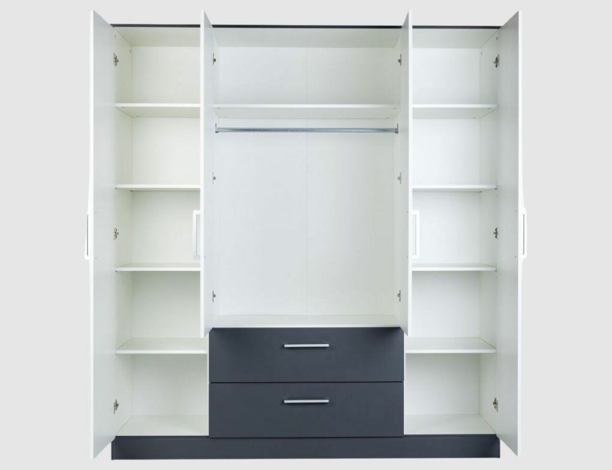 Bild 3 von Schrank Weiß, Anthrazit 4-trg