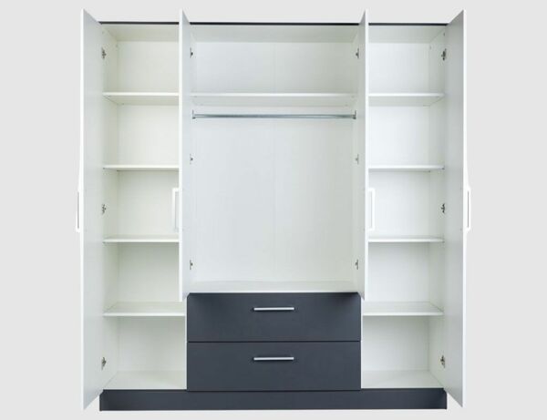 Bild 3 von Schrank Weiß, Anthrazit 4-trg