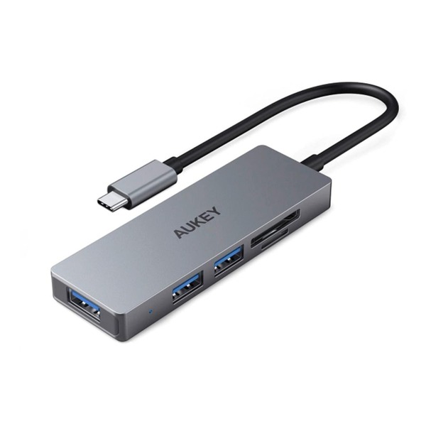 Bild 1 von AUKEY CB-C63 Hub 3-in-1, USB-A und USB-C SD- & microSD-Karten, Grau Silber