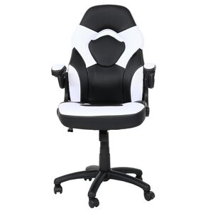 Bürostuhl MCW-K13, Drehstuhl Gamingstuhl, ergonomisch, verstellbare Armlehne, Kunstleder ~ schwarz-weiß