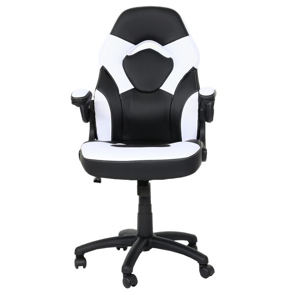 Bild 1 von Bürostuhl MCW-K13, Drehstuhl Gamingstuhl, ergonomisch, verstellbare Armlehne, Kunstleder ~ schwarz-weiß