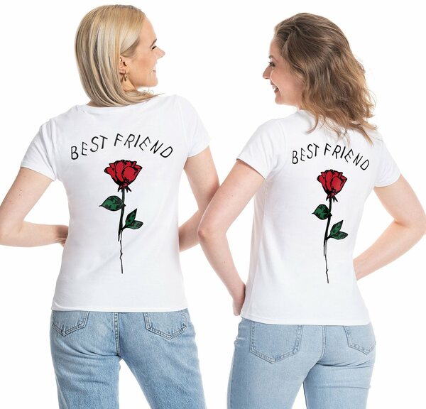 Bild 1 von Couples Shop T-Shirt »Best Friends Rose Beste Freundin Sister T-Shirt« mit modischem Print