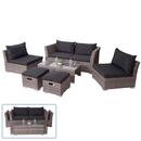 Bild 1 von Poly-Rattan Garnitur MCW-J36, Balkon-/Garten-/Lounge-Set Sitzgruppe Sofa ~ grau, Kissen schwarz
