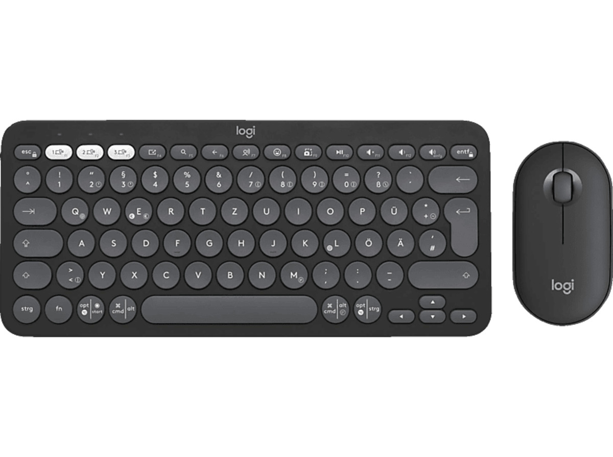 Bild 1 von LOGITECH Pebble 2 Combo, Easy-Switch für Windows, macOS, iPadOS, Chrome, Tastatur & Maus Set, Kabellos, Graphite