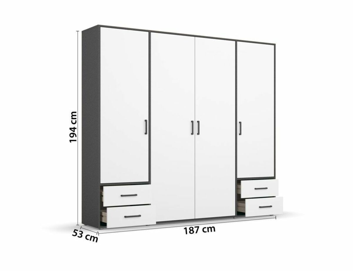 Bild 2 von Schrank Weiß, Grau 4-trg