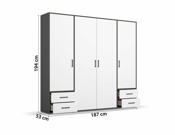 Bild 2 von Schrank Weiß, Grau 4-trg