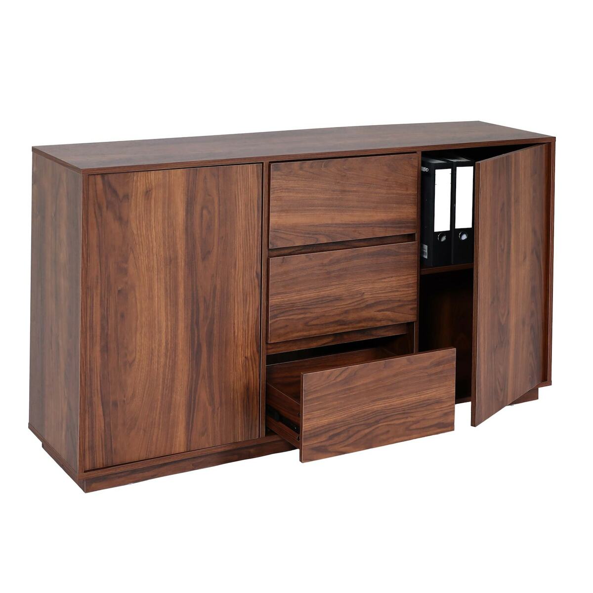 Bild 1 von Sideboard MCW-J78, Kommode Schrank Highboard Schublade, MDF Soft-Close 86x160x40cm ~ Walnuss-Optik