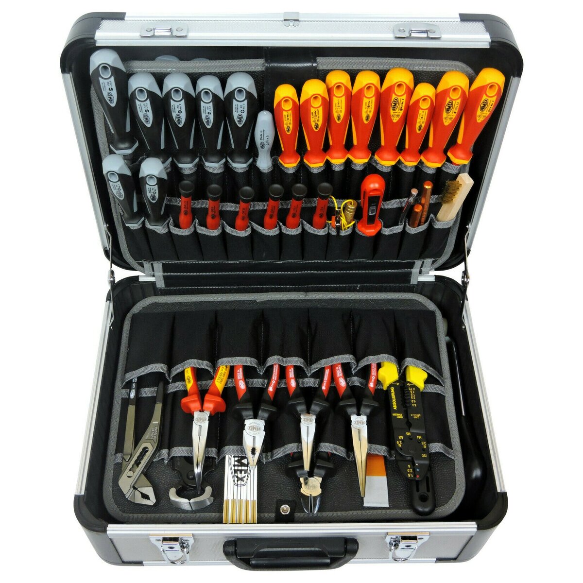 Bild 1 von FAMEX 700-L Alu Werkzeugkoffer (leer) mit 2 Paletten mit 56 Einstecktaschen